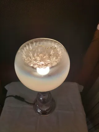 Lampada da tavolo acciaio e Murano