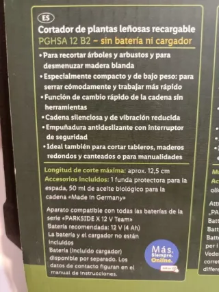 Minimotosierra Batería PARKSIDE 12V