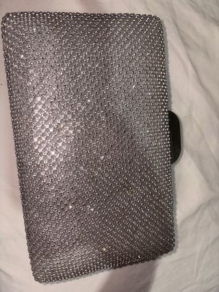 Bolso de fiesta plateado con brillantes