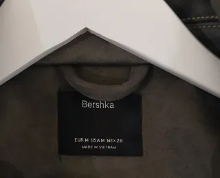 Cazadora Biker Bershka Antelina Verde Oliva Tal M