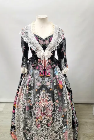 Traje de Fallera Negro Multicolor