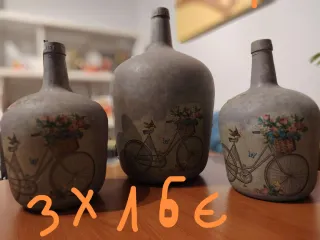 3 Cuadros Bicicletas y Jarrones