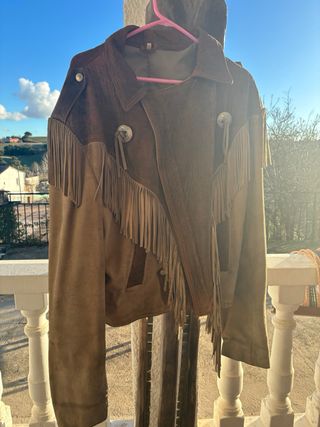 Cazadora Piel Flecos Vintage XL