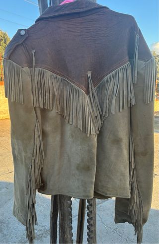 Cazadora Piel Flecos Vintage XL