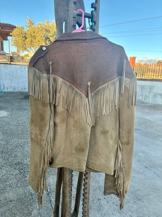 Cazadora Piel Flecos Vintage XL