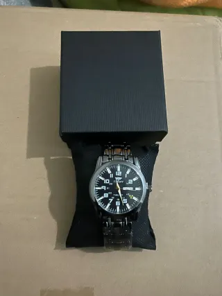 Reloj TERANV Hombre Negro y Plateado