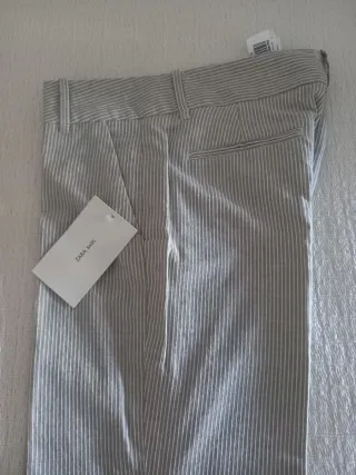 Pantalón Zara Rayas Grises Talla S