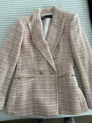 Chaqueta Zara Mujer Rosa Tweed