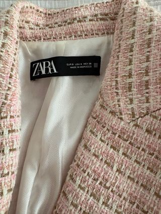 Chaqueta Zara Mujer Rosa Tweed