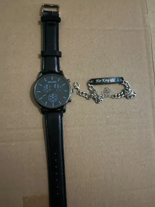 Conjunto Reloj y Pulsera Hombre Negro/Azul
