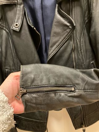 Cazadora Piel Negra Diagonal