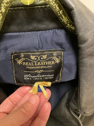 Cazadora Piel Negra Diagonal