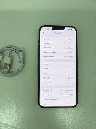 iPhone 14 Plus Negro 128GB - 82% condición batería