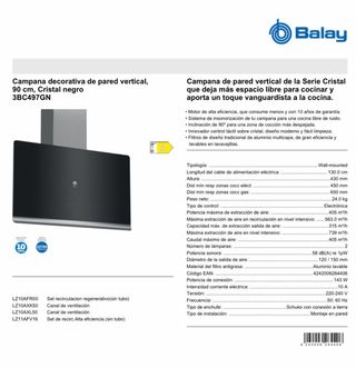Campana Balay 3BC497GN Diseño Vertical