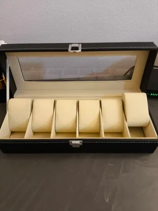 Custodia portaorologi in similpelle nera