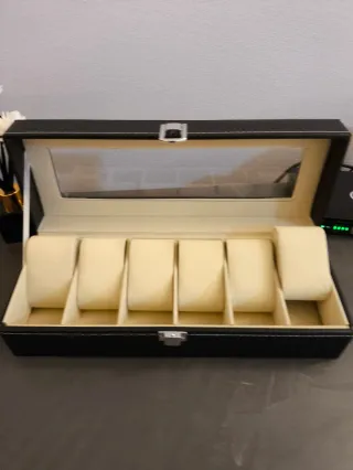 Custodia portaorologi in similpelle nera