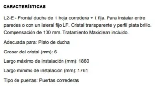 En su caja, sin usar. Mampara ducha Roca L2-E corr