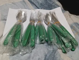 Juego Cubiertos 20 Piezas Acero Inoxidable Verde