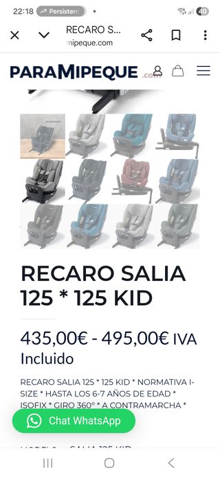 Silla coche Recaro Isofix