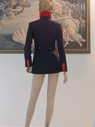 Zara cappotto lana stile militare blu