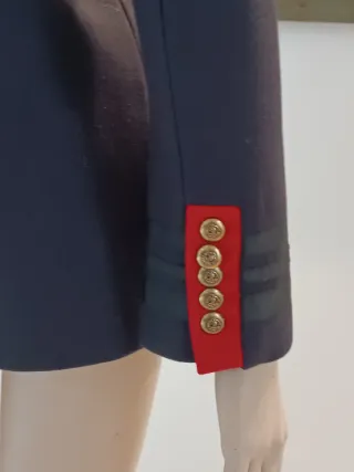 Zara cappotto lana stile militare blu