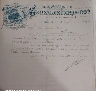 Carta González Hermanos Alicante 1920