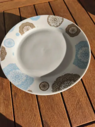 Vajilla 12 piezas mandalas azul y marrón