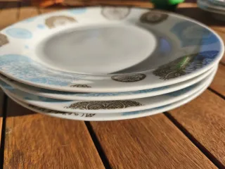 Vajilla 12 piezas mandalas azul y marrón