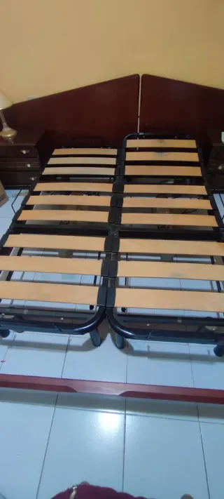 Cama articulada metal y madera