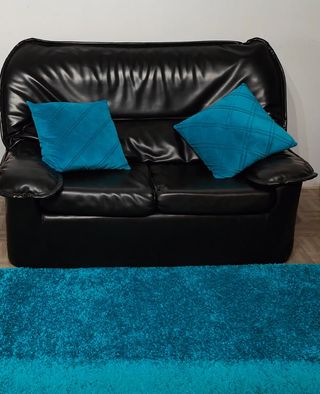 Sofá 2 Plazas Negro Piel
