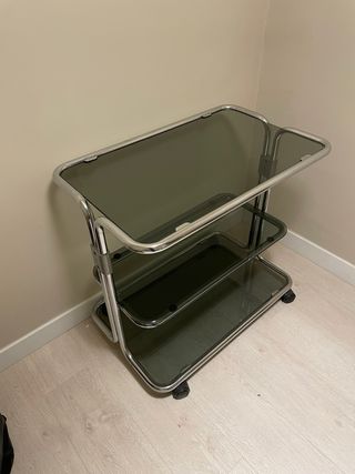 Mesa auxiliar vintage cristal y metal