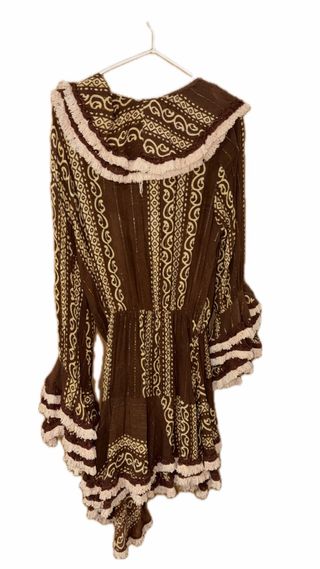 Vestido asimétrico marrón y beige