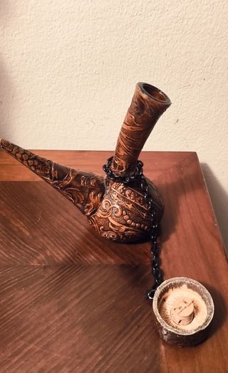 Porrón vintage cuero repujado