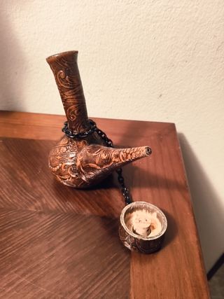 Porrón vintage cuero repujado