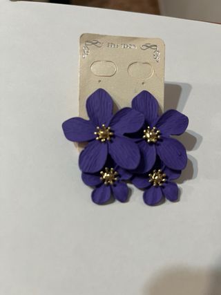 Pendientes flor morada y dorada
