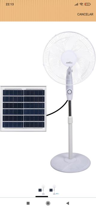 Ventilador Solar DC con Batería Recargable