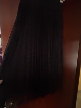 Falda larga negra Stradivarius lunares