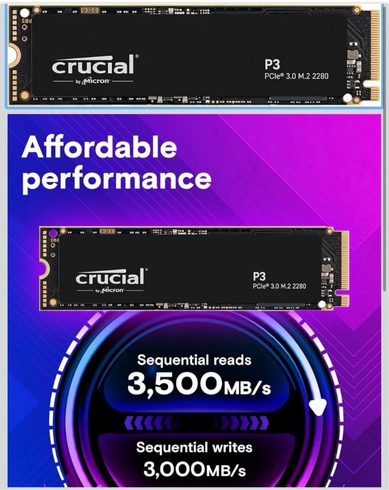 SSD Crucial P3 PCIe 3.0 M.2 2280 afbeelding 3