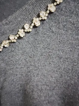 Abrigo Zara Gris con Pedrería