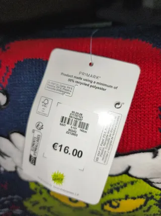 Jersey Grinch Primark Niño 9/10 Años
