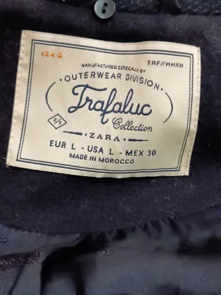 Zara cappotto Lana Blu Scuro Taglia L