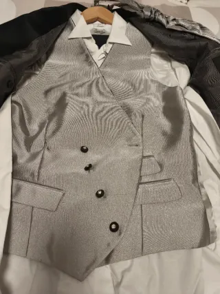 Traje Novio Talla L Negro y Gris Plateado