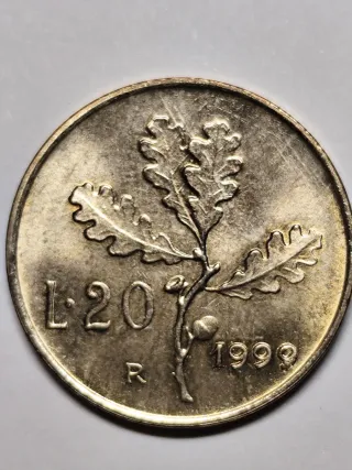 Moneta Italia repubblica 20 Lire 1999 fdc
