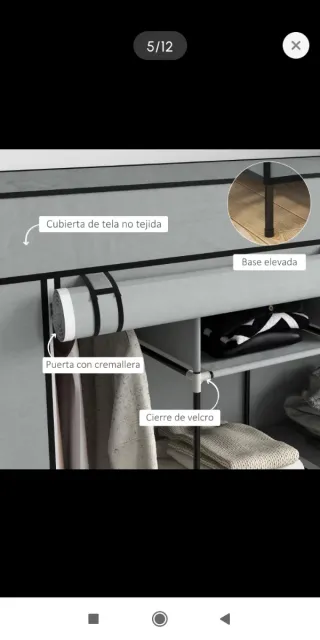 Armario ropero Plegable Tela Gris