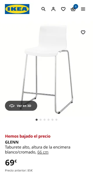 Taburetes Ikea Glenn blancos