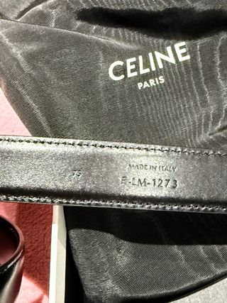 Cinturón Celine Mujer Negro Hebilla Dorada