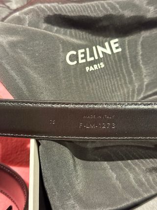 Cinturón Celine Mujer Negro Hebilla Dorada