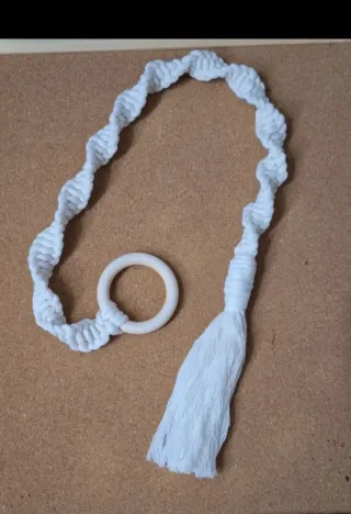 Recoge cortinas macramé madera
