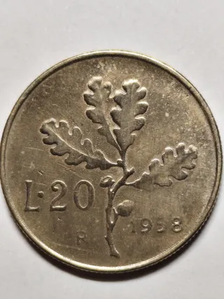 Moneta Italia repubblica 20 Lire 1958 spl