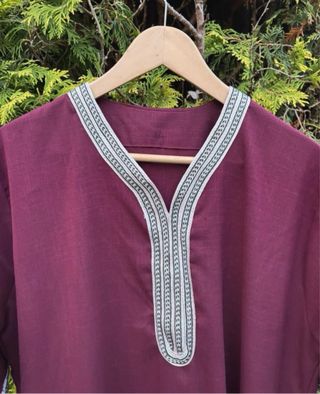 Túnica Gandoura Árabe Morada Talla Única